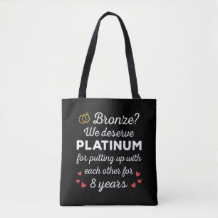 Bolso De Tela 8.º Aniversario Boda I - Pareja Graciosa de Bronce