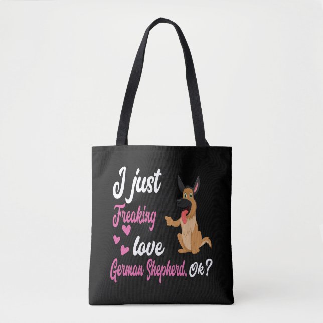 Bolso De Tela 8 Acabo de Freaking Love German Shepherd OK (Anverso)