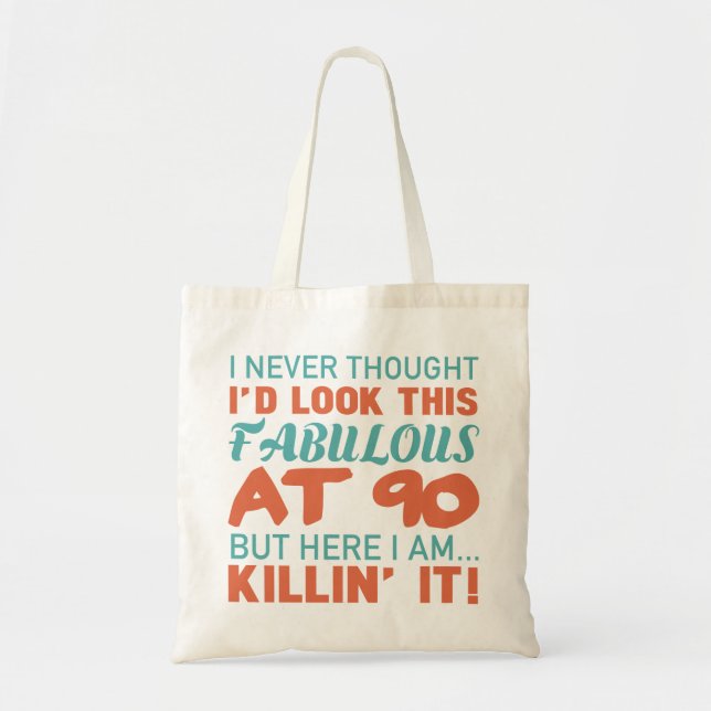 Bolso De Tela 90.º Cumpleaños Para Mujeres Fabulosas (Frente)