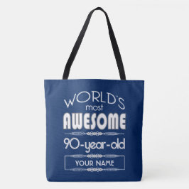 Bolso De Tela 90.o Del cumpleaños de los mundos azul marino
