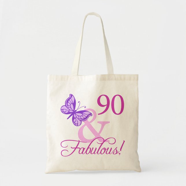 Bolso De Tela 90 Y Fabulosos Regalos De Cumpleaños (Plum) (Frente)