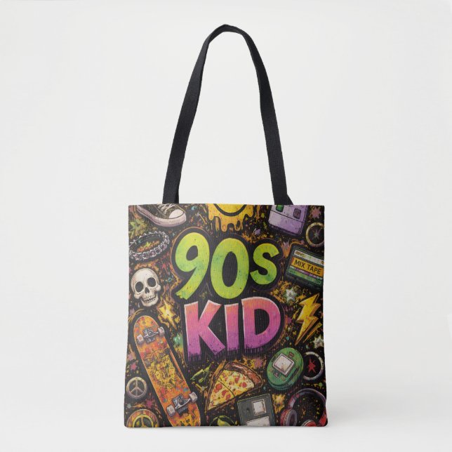 Bolso De Tela 90s Kids Retro Pizza Fun Pattern (Anverso)