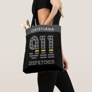 Bolso De Tela 911 Dispatcher USA Flag Thin Yellow Line Emergency
