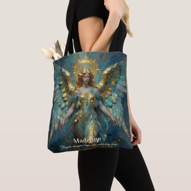Bolso De Tela A Beautiful Gold and Turquoise Angel Personalized (Detalle)