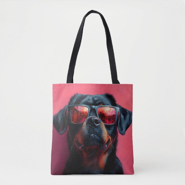 Bolso De Tela A cool rottweiler with sunglasses (Anverso)