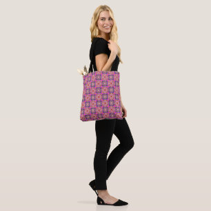 Bolso De Tela A cuadros rosado