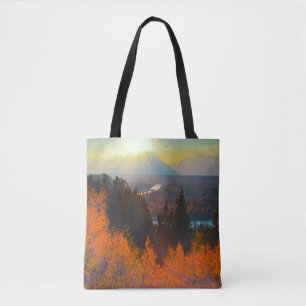 Bolso De Tela Álamos Dorados Sobre El Río Snake Al Atardecer