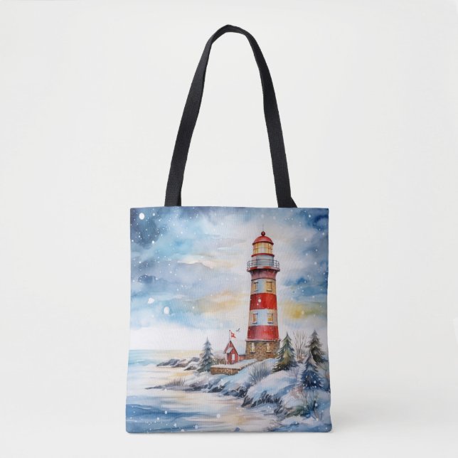 Bolso De Tela A Lighthouse in Winter (Anverso)