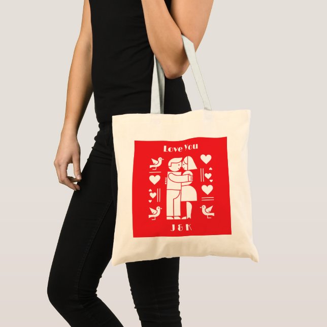Bolso De Tela A modern Bauhaus personalized Valentine’s Day (Anverso (producto))