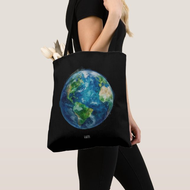 Bolso De Tela A painting of the earth in a space (Detalle)