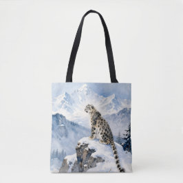 Bolso De Tela A Snow Leopard on Snowy Peak