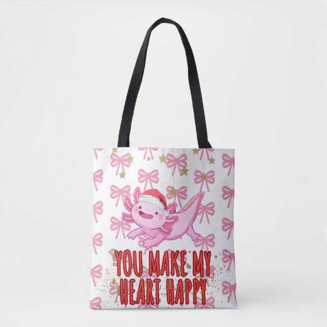 Bolso De Tela Aaxolotl de circunferencia rosa (Anverso)
