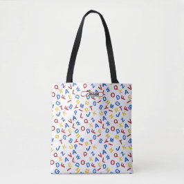 Bolso De Tela ABC Alphabet Red Yellow Blue Tote Bag