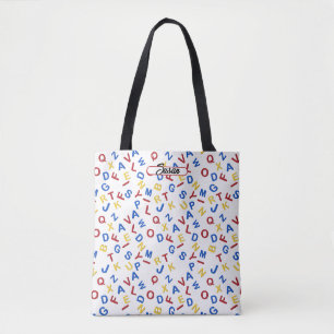 Bolso De Tela ABC Alphabet Red Yellow Blue Tote Bag