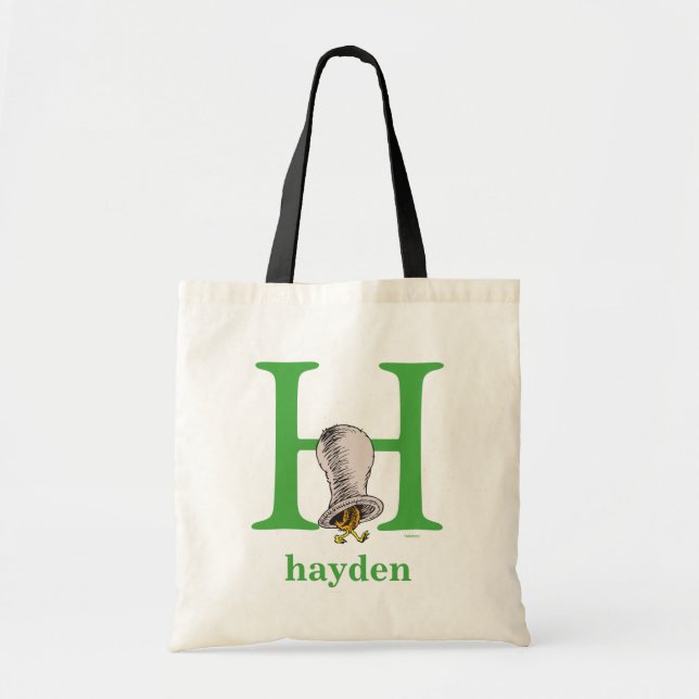 Bolso De Tela ABC del Dr. Seuss: Carta H - Verde | Añadir su nom (Frente)