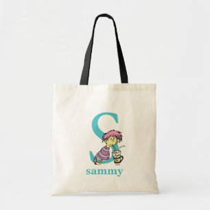 Bolso De Tela ABC del Dr. Seuss: Carta S - Azul   Añadir su nomb