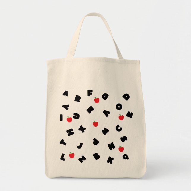 Bolso De Tela abc kindergarten letter safari wild tree school (Frente)