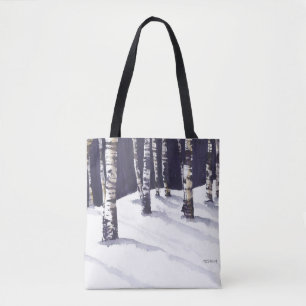 Bolso De Tela Abedules blancos en invierno
