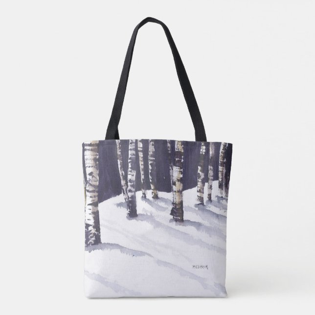 Bolso De Tela Abedules de blanco puro (Reverso)
