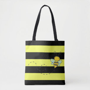 Bolso De Tela Abeja con rayas negras y amarillas