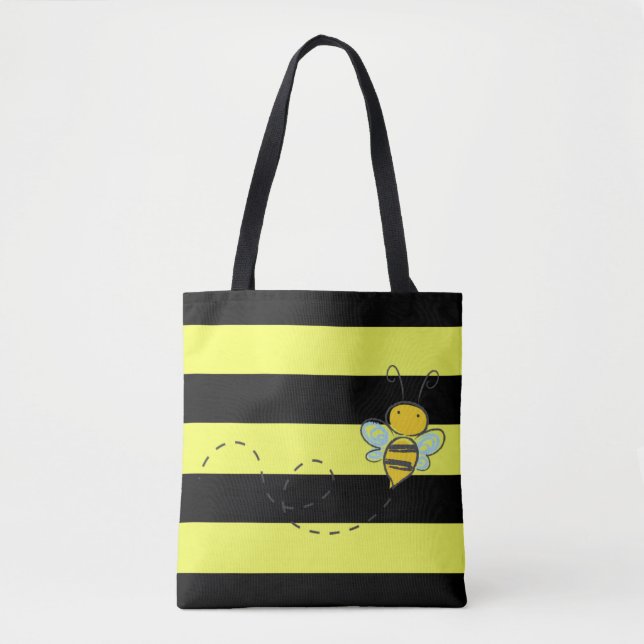 Bolso De Tela Abeja con rayas negras y amarillas (Anverso)