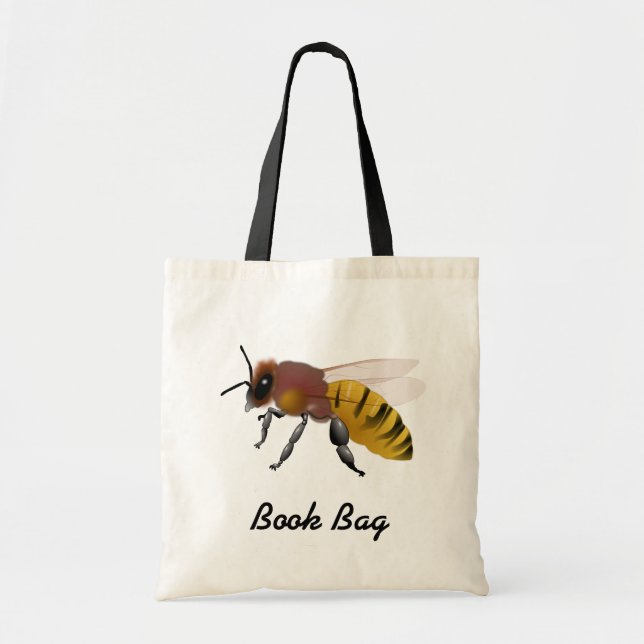 Bolso De Tela Abeja de avispón marrón y amarillo personalizado c (Frente)