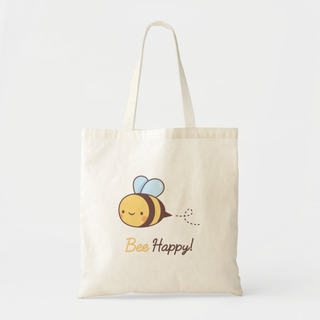 Bolso De Tela Abeja de Kawaii feliz para ella (Frente)