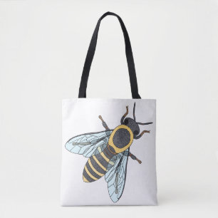 Bolso De Tela Abeja de miel (blanco soltero) - Tote