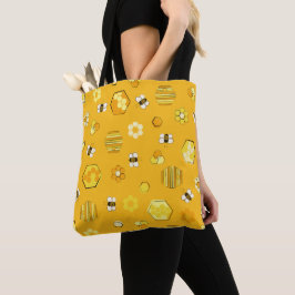 Bolso De Tela Abeja de miel retro amarillo