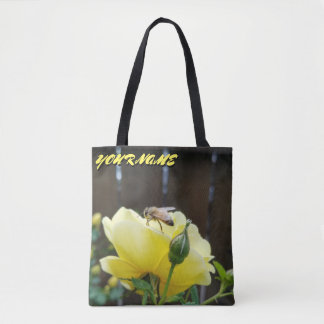 Bolso De Tela Abeja de miel sobre flores amarillas y rosas