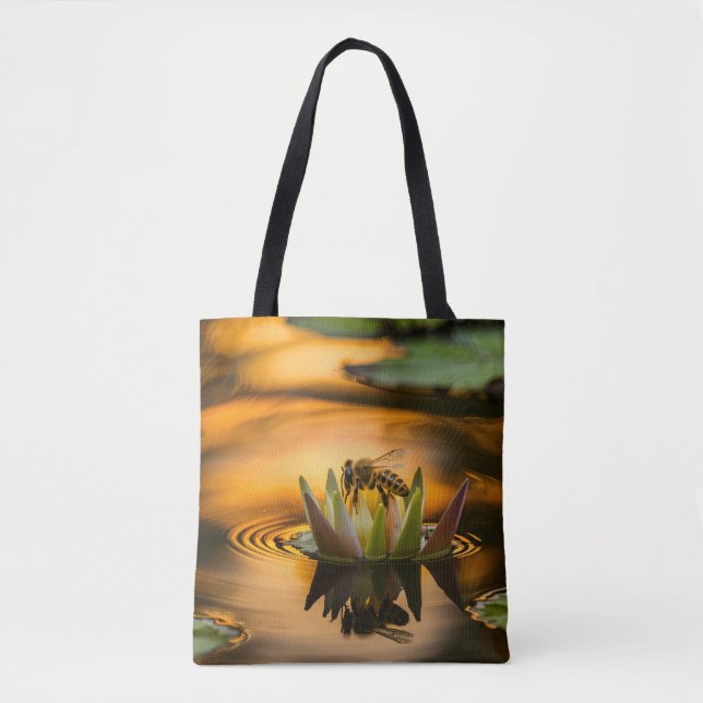 Bolso De Tela Abeja de miel sobre la flor (Anverso)