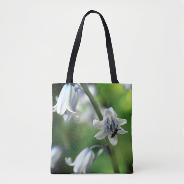 Bolso De Tela Abeja En Flor Azul Cierre (Anverso)