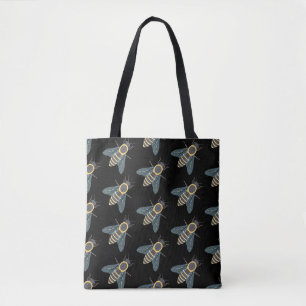 Bolso De Tela Abeja melífera (diseño negro) - tote