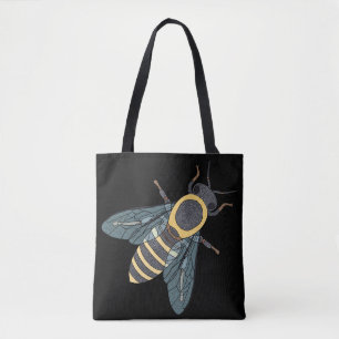 Bolso De Tela Abeja melífera (soltera negra) - Tote
