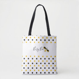 Bolso De Tela Abeja ocupada, Tote de hombro de puntos negros y a