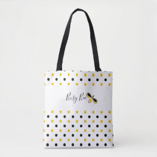 Bolso De Tela Abeja ocupada, Tote de hombro de puntos negros y a