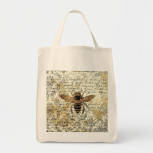 Bolso De Tela Abeja purpurina sobre la efemera vintage