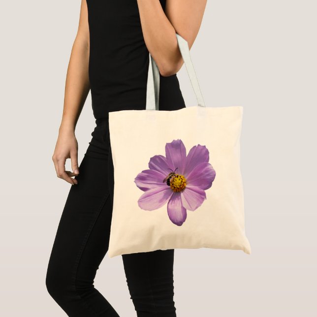 Bolso De Tela Abeja sobre la flor morada (Anverso (producto))