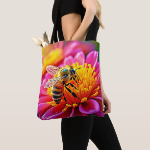 Bolso De Tela Abeja vibrante en diseño de florecimiento