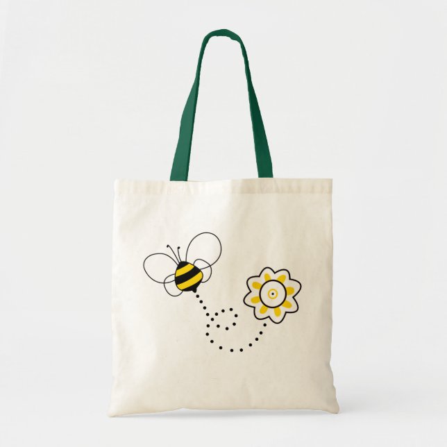 Bolso De Tela Abeja y flor lindas (Frente)