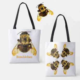 Bolso De Tela Abejas amarillas en blanco