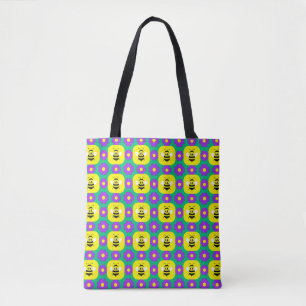 Bolso De Tela Abejas de Dibujos Animados y Flores