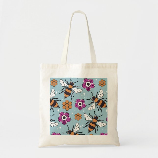 Bolso De Tela Abejas, salva las abejas, patrón de abejas (Frente)