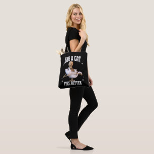 Bolso De Tela Abraza a un Gato Siente Mejor Arte de Gato Esquele
