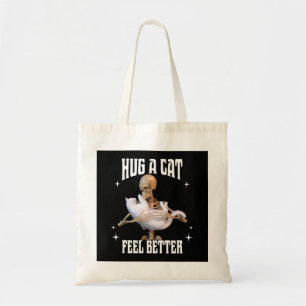 Bolso De Tela Abraza a un Gato Siente Mejor Arte de Gato Esquele