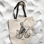 Bolso De Tela Abrazo del pulpo | Nombre personalizado<br><div class="desc">Bolsas de personalizado con temática de pulpo de época.</div>