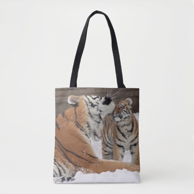 Bolso De Tela Abrazos De Tigre Y Cubo (Anverso)