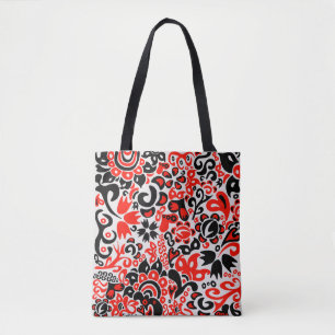 Bolso De Tela Abrupción del patrón floral del arte folklórico ét