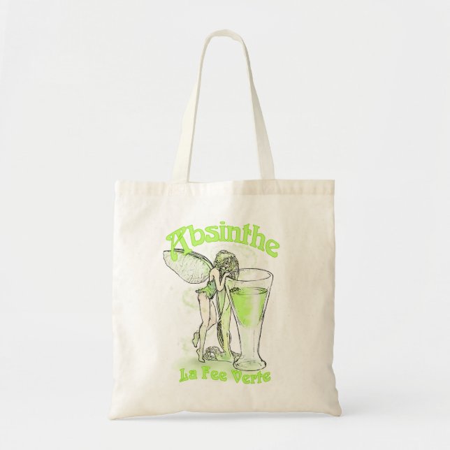 Bolso De Tela Absinthe La Fee Verte Hada Con Vidrio (Frente)