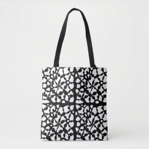 Bolso De Tela Abstracción de celdas Blanco negro